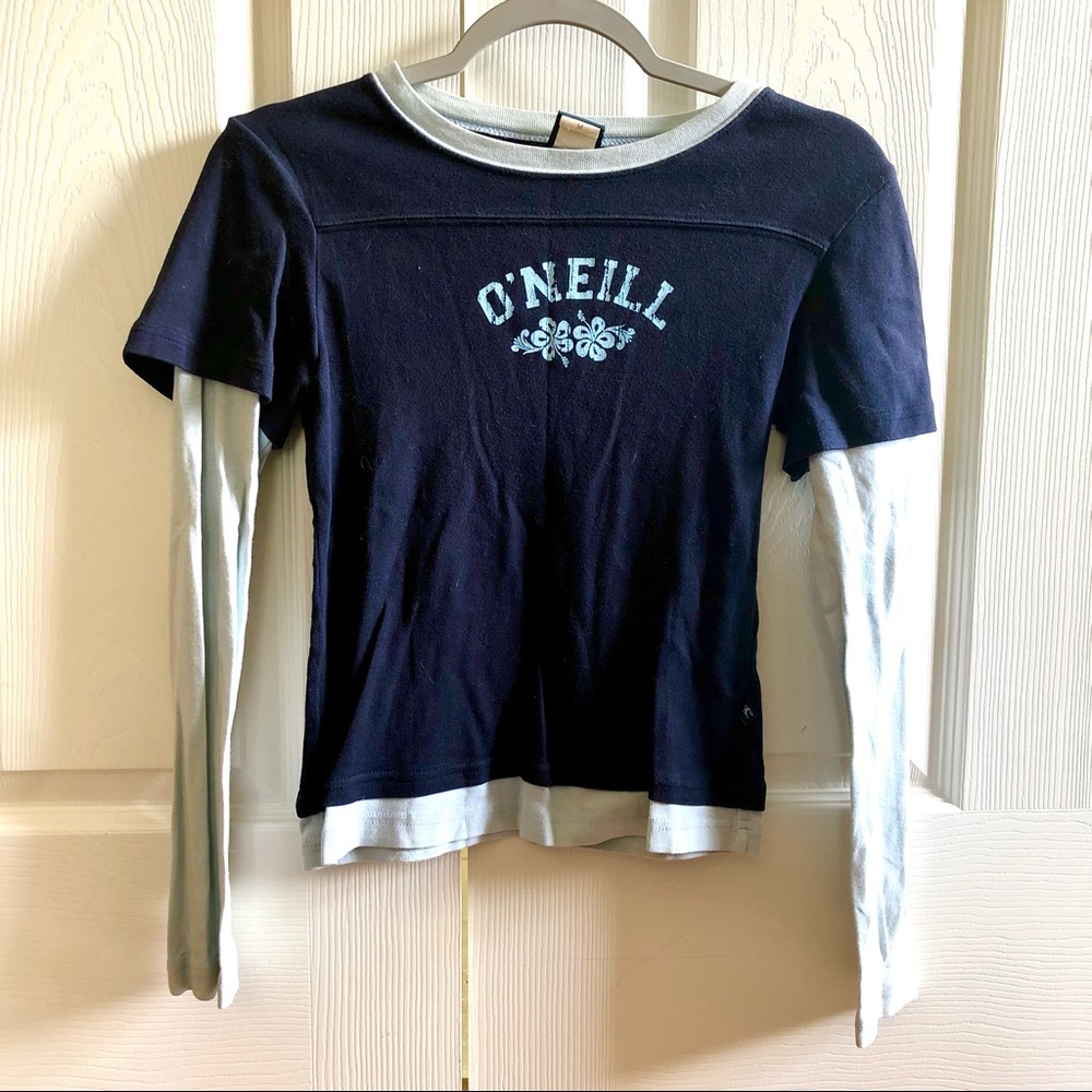 O’Neill Blue Long Sleeve Layered Tee Women Medium.